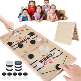 Table Football Winning Games, Fast Sling Puck Game with Speed, High-Quality Hockey Board Game Toy, Table Game with Tempo Puck, Winner Wooden Board Sports Toy, for Parents, Child Interaction