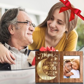 ARIDUR Papa Fathers Day Gift, Gifts for Papa from Grandkids for Fathers Day, Brown Glowing 4x6 Papa Picture Frame for Wall/Tabletop