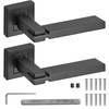 Decoranddecor Alloy Door Lever Handle Set Black on Square Rose