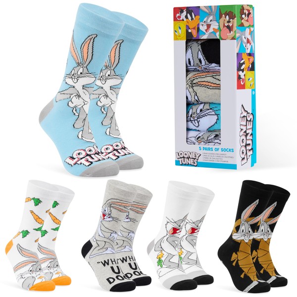 LOONEY TUNES Mens Socks Pack of 5 Crew Socks for