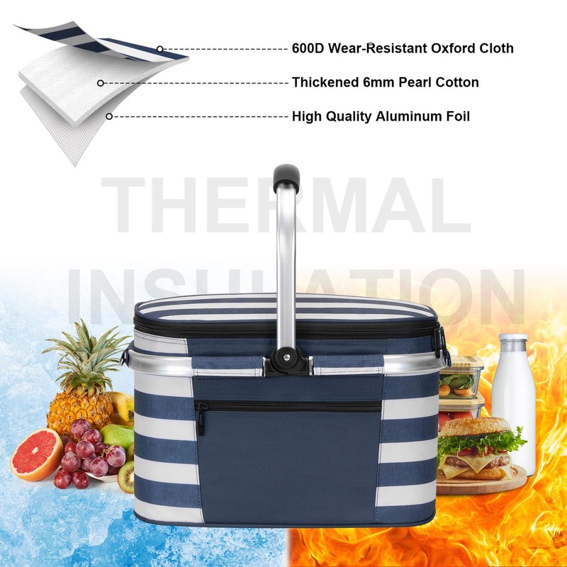 ALLCAMP Picnic Basket - Insulated Cooler, Thickening Foldable Picnic Basket
