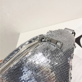 Soogut Women's Shiny Hip Bag, Travel Bag, Waist Bag, Bum Bag, Shoulder Bag, Belt Bag - Silver -