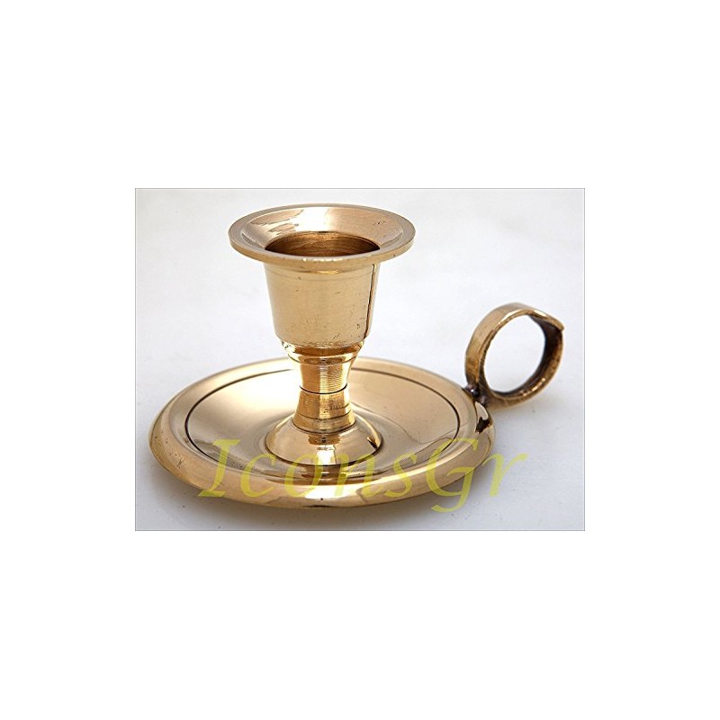 Christian Orthodox Bronze Candlestick Chamberstick Taper Holder (2433/7)