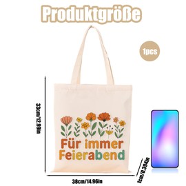 Retirement Gift Woman, Retirement Gift Women, Pensioner Gift Woman with Floral Pattern, Practical Cotton Bag for Retirement, Farewell Gift, Colleague for Retirement Entry Size 38 x 42 cm