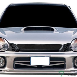 Glossy Black Zero Aluminum Mesh Front Hood Bumper Grill Grille Guard ABS Compatible With 02-03 Subaru Impreza WRX