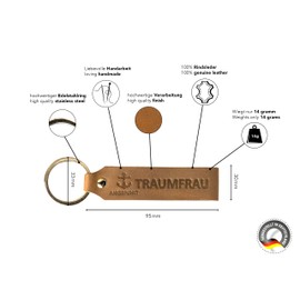 Anchor Point Key with Dream Woman Engraving – Woman – Made in Germany Full Leather Dark Brown