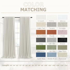 KOUFALL 72 Inch Long Black Out Curtains,Linen Textured Back Tab Room Darkening Blackout Curtains for Living Room Bedroom 72 in Length 2 Panels Set