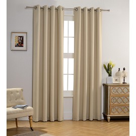 MYSKY HOME Blackout Curtain for Bedroom, Grommet Room Darkening Curtain, Amazing Triple Weave Thermal Insulated Curtain, 1 Curtain Panel ( 52 x 84 Inch, Beige )