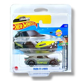 Hot Wheels Mazda MX-5 Miata (Metallic Silver, Black & Green) 2/5 HW Dream Garage - 2025-1/250 (Short Card) - includes a KLAS Car Keeper Protector Case - HYW18
