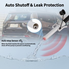 Fuel Transfer Pump (3.2GPM) with Auto-Stop Sensor, 51" Hose Automatic Gas Pump Transfer with 4 Gas Can/Racing Can Fittings, USB and Battery Powered Portable Liquid Pump for Oil, Gasoline, Diesel