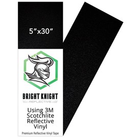 Black Reflective Vinyl Motorcycle Helmet Reflective Stickers 5x30, Made with 3M Reflective Tape Vinyl for Trailers, Cars, Bikes, Rims, Waterproof Black Reflective Tape by Bright Knight Decals