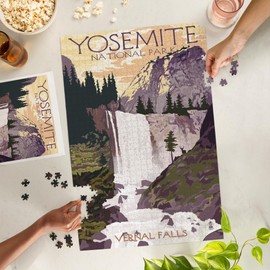 Yosemite National Park, California, Vernal Falls (1000 Piece Puzzle, Challenging Jigsaw Puzzle for Adults, Made in USA)