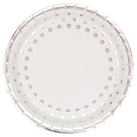 Creative Converting Disposable Sparkle and Shine Silver Plate, Party Supplies, 9", Silver & White, 8ct