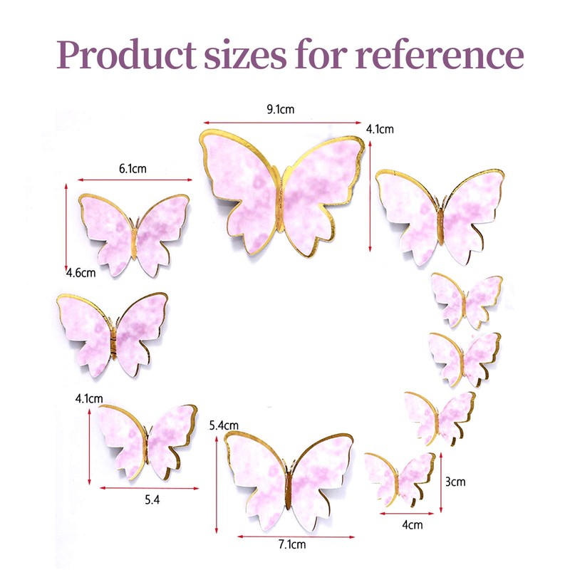 VEGCOO 80 Butterfly Cupcake Toppers Birthday Party Decorations - Assorted