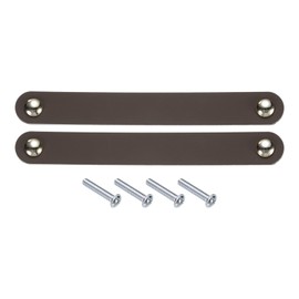 sourcing map 2 Pcs Leather Curtain Rod Holder, Leather Wall Hooks Wall Hanging Strap with Screw for Towel Bathroom Kitchen Bedroom, Dark Brown
