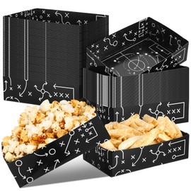 Honeydak 50 Pcs Football Party Decorations Football Paper Food Trays Football Themed Party Supplies Serving Boats Black and White Soccer Party Dessert Plates for Birthday Superbowl Party Decorations