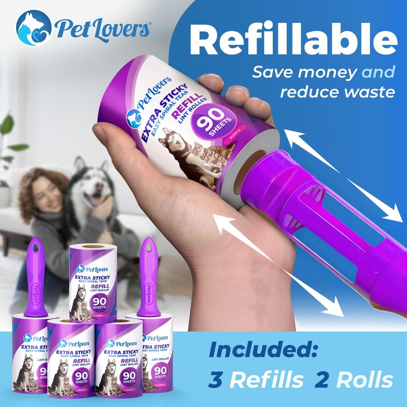 PetLovers Extra Sticky Lint Roller Mega Value Set 450 Sheets