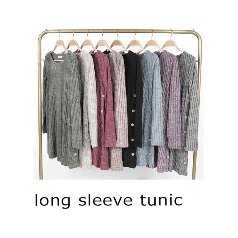Poetsky Tunic Sweaters for Women with Pockets Side Buttons Spring