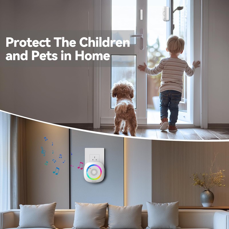 TECKNET Wireless Door and Window Open Sensor Alarm Chime, 1000Ft