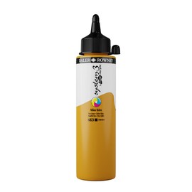 Daler Rowney System3 Yellow Ochre 250ml Fluid Acrylic Paint Bottle - Acrylic Pouring Paint Supplies for Artists and Students - Vivid High-Flow Artist Paint for Canvas Murals and More