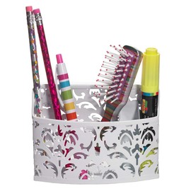 White Scroll Magnetic School Locker Storage Bin For Organizing Locker Space