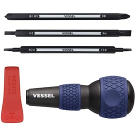Vessel Ball Grip Replacement Screwdriver for Home Use (Blue) 220W-BC3B Positive, Slotted Screws, 7 Types of Triangular Screws, Can Be Turned