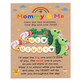 BOCHOI Mother and Son Matching Dinosaur Bracelets Mommy and Me Bracelets Wish Set Back to School Gifts for Daughter Son First Day of School Bracelets for Girls Boys Christmas Birthday Gifts