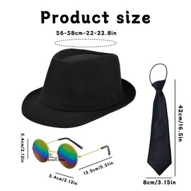 AYNKH Pack of 3 1920s Gangster Costume Men's Black Clothing Accessories Men's 80s 90s Fantasy Dresses Men of the 1920s Dress Up Film Party Fantasy Dresses