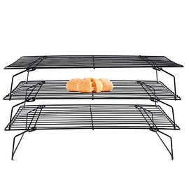 Cooling Rack, Lainrrew 3 Tier Stackable Baking Rack Stainless Steel Wire Cooking Rack for Cooking Roasting Cooling, Collapsible & Foldable, Dishwasher & Oven Safe