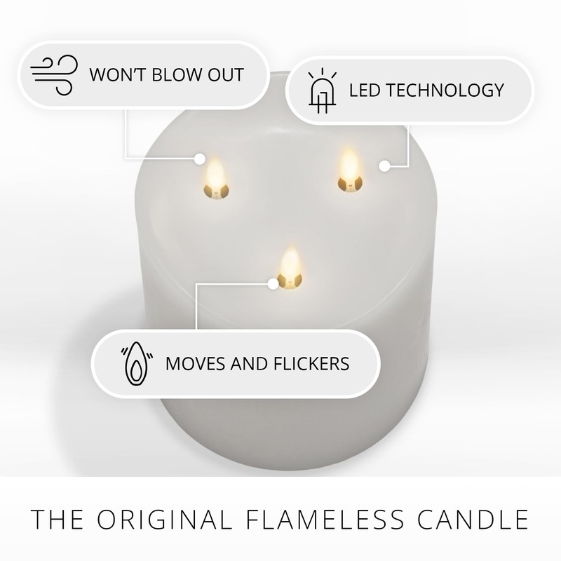 Luminara Tri-Flame Grand Flameless Candle 5.8" x 5.7" Moving Flame