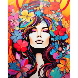 TISHIRON Paint by Numbers for Adults, Women and Flowers, Painting by Numbers for Beginners, Vivid Pop Art Painting on Canvas for Decoration (40 x 50 cm)