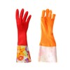 Reusable Long cuff Rubber Kitchen Cleaning Gloves with Non-Slip Texture