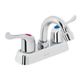 Foset Basic MP-050P, Mezcladora plástica 4" para lavabo cuello curvo manerales de palanca