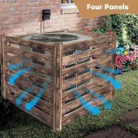 Yokaniwa Air Conditioner Fence Wood Composter Bin 4 Panels 36" L x 36" W x 36 "H Privacy Fence Screens Panels, Pool Equipment Enclosure Outdoor Trash Can Enclosure, Burnt Brown Color