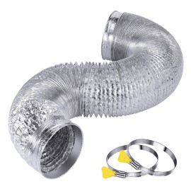 Steelsoft Heavy Duty 4"Flexible Dryer Vent Exhaust Duct Hose 6 Feet, Extra Thick(6-ply) Aluminum Foil HVAC Ducting Kit with 2 Key Hose Clamps