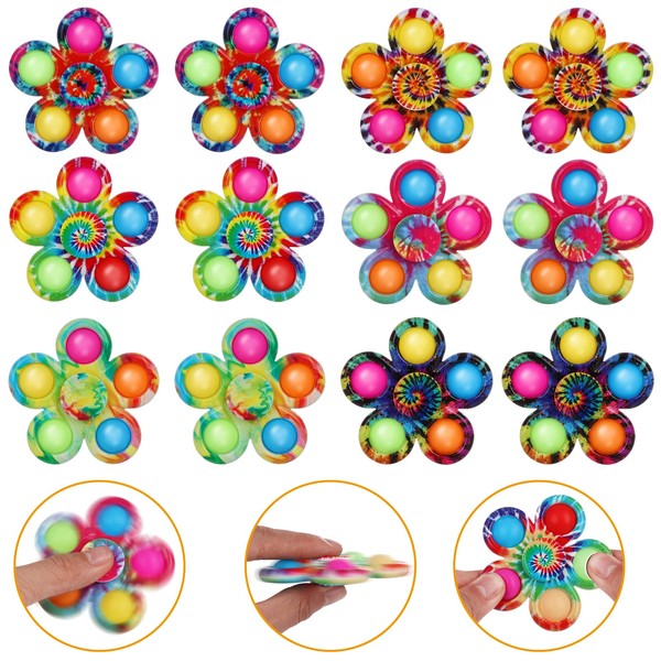 Party Favors Fidget Toys Pop Spinner 12 Packs Simple Popper Popping Bubble,Easter Basket Stuffers,Stocking Stuffers Goodie Bag Fillers,Classroom Prize Toys for Kids Teen