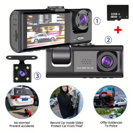 KEPEAK 32GB 3 lenses Camara De Seguridad Dash Cam Para Auto Delantero/Tras