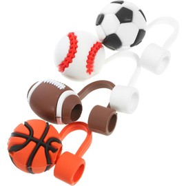 Tapones 4 de Pvc Diseño para Decorativo Pajitas Deportivos de Pelota Piezas Reutilizables Buena Sellado y Protección contra Polvo para Fiestas Deportivas