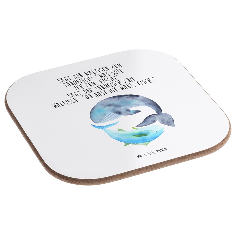 Mr. & Mrs. Panda Glass Coaster Whale Tuna Gift Word