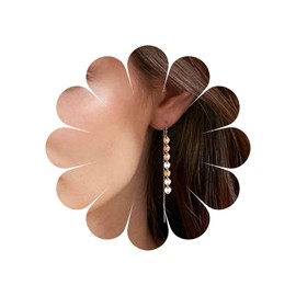 Xmsrn Vintage Long Coin Threader Earrings Coin Chain Dangle Earrings Long Coin Disc Drop Earrings Gold Bar Drop Earrings Jewellery for Women and Girls, Zinc, No Gemstone