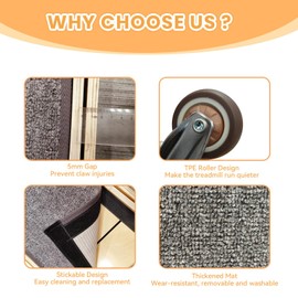 Homegroove Cat Exercise Wheel for Indoor Cats, 46" Large XL Cat Running Treadmill Wheel with Carpeted Runway for Kitty’s Longer Life, Natural Wood Color(XL)