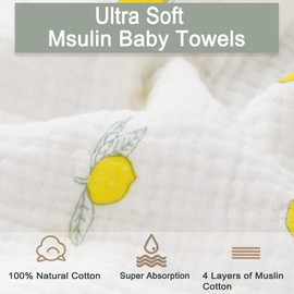 Norinori Baby Washcloths Muslin Cloths - Muslin Squares Hanky Soft Reusable Newborn Face Towels 6Pack 100% Cotton 10"X10" 6Layers Baby Wash Cloths for Boys Girls Great Shower Gift