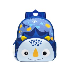 KK CRAFTS Preschool Backpack Toddler Neoprene Animal Schoolbag Lunch backpack for Kids Boys Girls(Blue Triceratops)