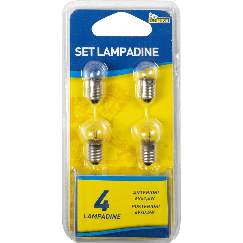 On Bike Set di quattro lampadine per fanali bici anteriori