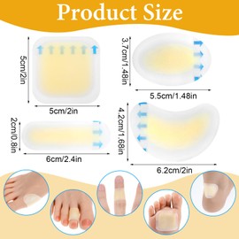 32pcs Blister Bandages,Waterproof Hydrocolloid Adhesive Bandages Blister Prevention Tape for Fingers Toes Feet and Heels Nude（4 Sizes）