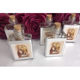 OOKI-12 PC 3.5 Decorative HOLY Water Bottle Favors RECUERDOS Baptism BAUTIZO Christening Glass with Cork Top (Baptism Boy)