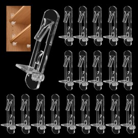 20Pcs Plastic Locking Shelf Support Pegs 5mm Peg x 3/4" Thick Self-Locking Bracket Clips,Clear Shelf Bracket Shelves Cabinet Shelf Clips for Kitchen Cabinet Furniture