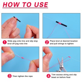 200Pcs Fishing Bobber Float Stops Bobber Stop Knots with Beads Fishing Float for Fishing Line Leaders Saltwater Freshwater Fishing Tackle (Pink with Black Tube)