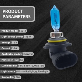 GKmow Pack-2 9012 Halogen Bulbs, Car Xenon Light Bulbs, 12V 55W Car High Beam Lights, Automobile Lights Replacement Kit, Universal for Most Cars, SUVs and Vans (White)