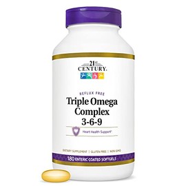 21st Century Dietary Supplement Triple Omega Complex 3-6-9 Enteric Coated Softgels, 180 Count Bottle                                                  